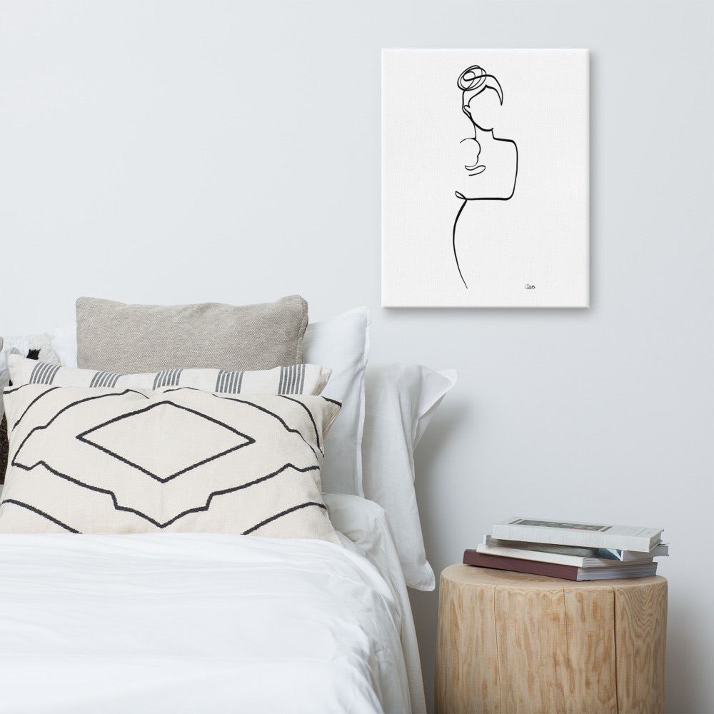 Mutter und Kind Nr. 5-Leinwand-JUDITH CLARA-30x40 cm (zartweiß) Papier 300g-one-line-art