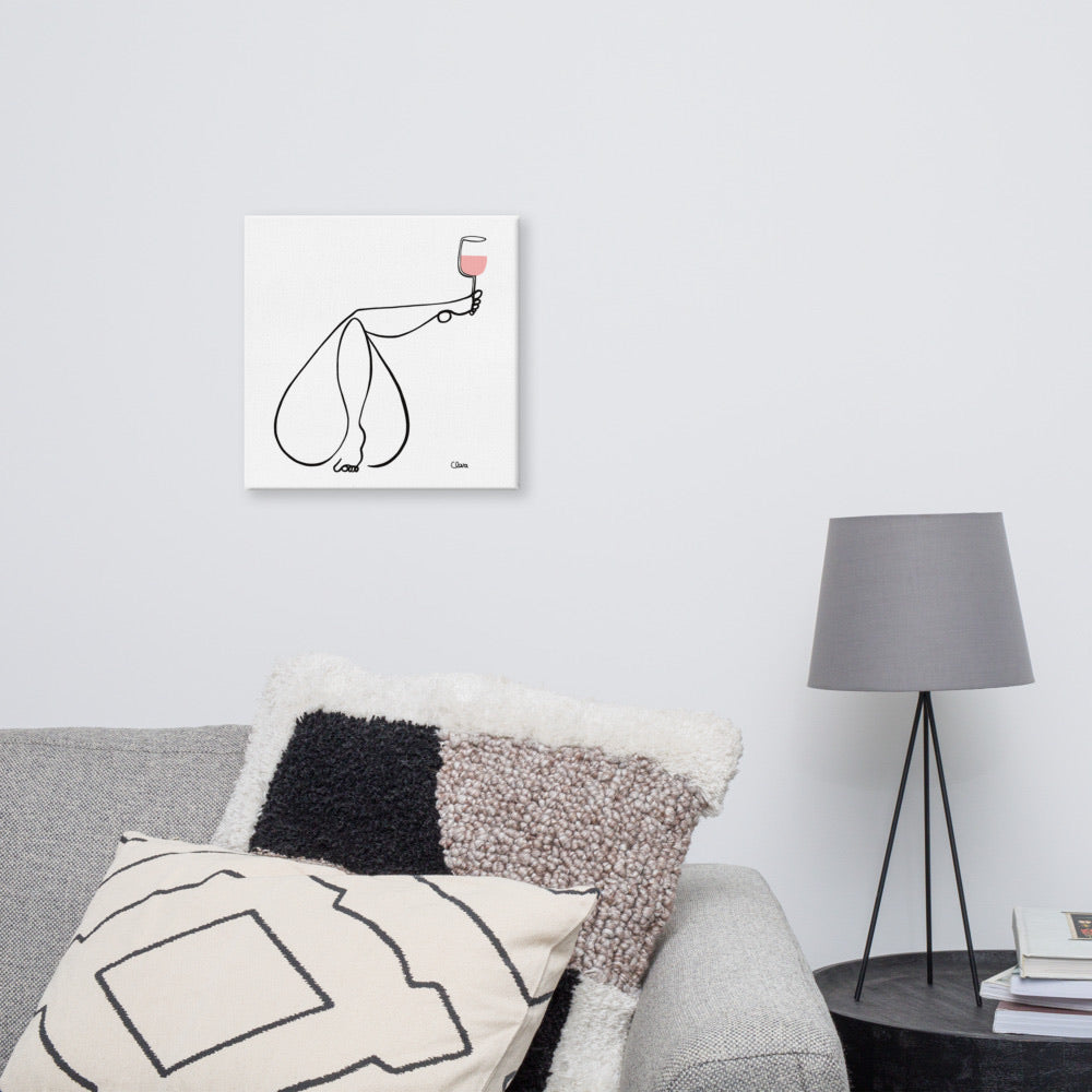 Frauen am Weinen Nr. 9 ROSÉ-Leinwand-JUDITH CLARA-30x30 cm Leinwand-one-line-art