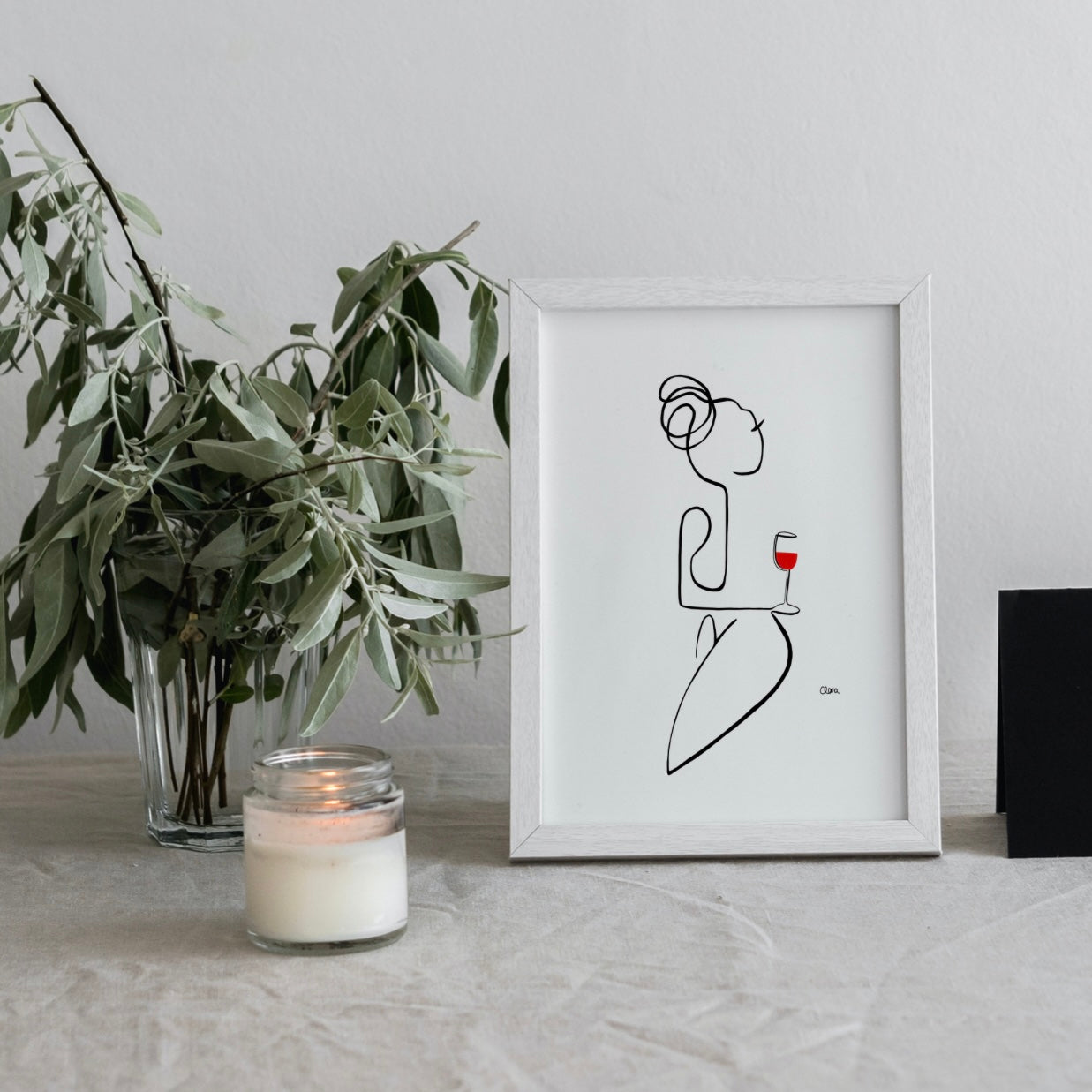 Frauen am Weinen Nr. 5-Kunst-JUDITH CLARA-30x40 cm (zartweiß) Papier 300g-one-line-art