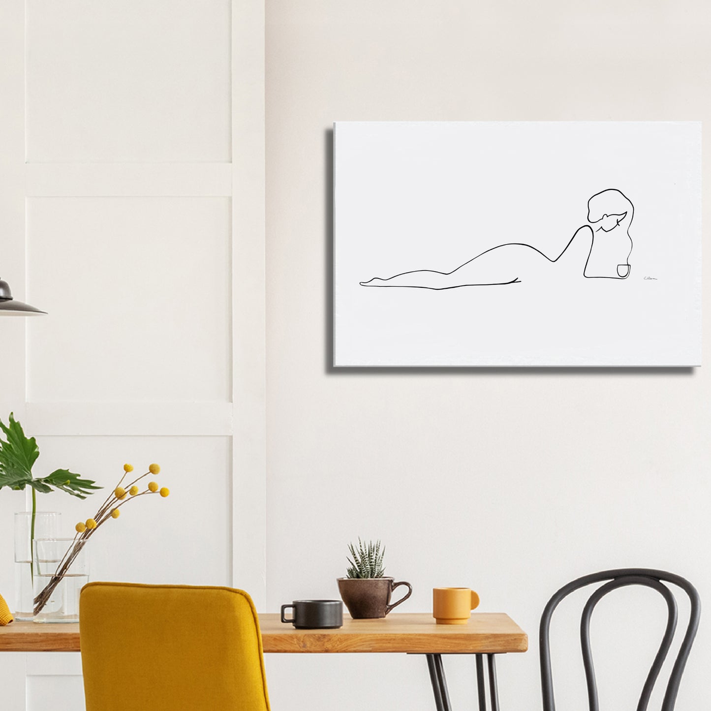 Kaffee oder Tee? Nr. 1-JUDITH CLARA-90x60 cm Leinwand-one-line-art