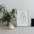 Frauen am Weinen Nr. 1-Kunst-JUDITH CLARA-30x40 cm (zartweiß) Papier 300g-one-line-art