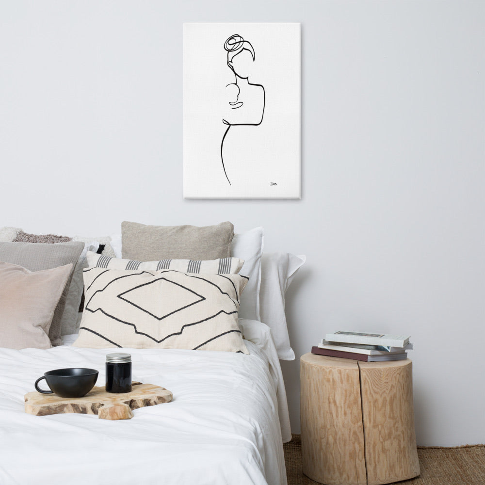 Mutter und Kind Nr. 5-Leinwand-JUDITH CLARA-60x90 cm Leinwand-one-line-art