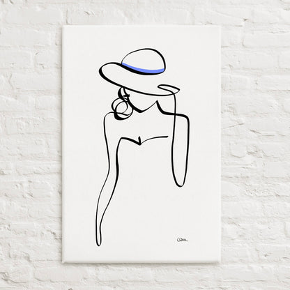 Special Nr. 1 "Frau mit Blau"-Leinwand-JUDITH CLARA-30x40 cm (zartweiß) Papier 300g-one-line-art