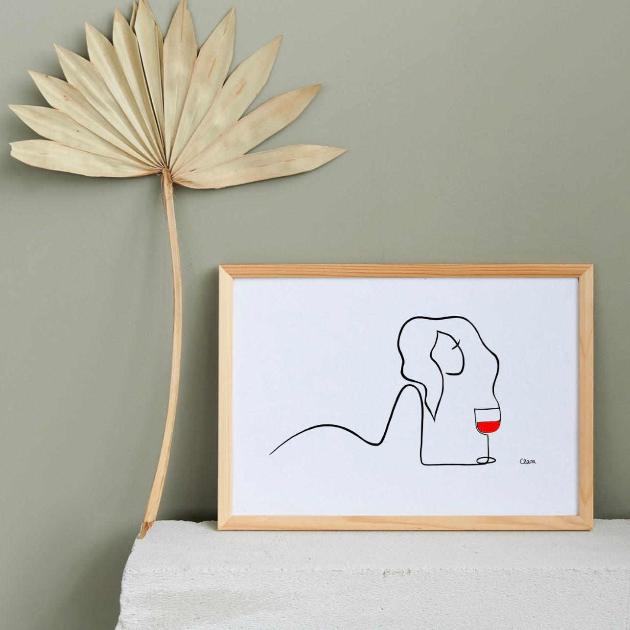 Frauen am Weinen Nr. 2-Kunst-JUDITH CLARA-40x30 cm (zartweiß) Papier 300g-one-line-art