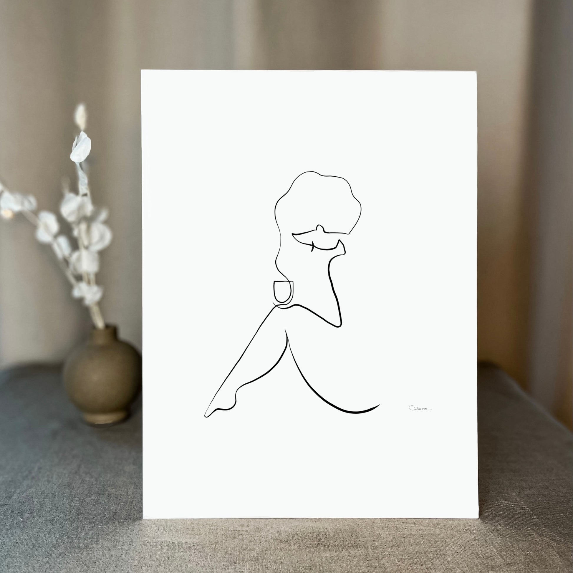 Kaffee oder Tee? Nr. 7-JUDITH CLARA-30x40 cm (zartweiß) Papier 300g-one-line-art