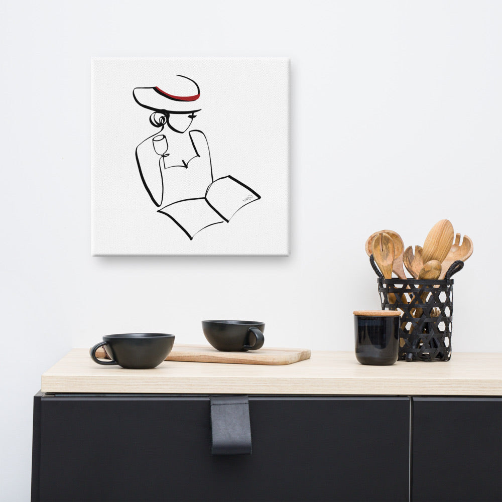 Frauen und Bücher Nr. 5-Kunstdruck-JUDITH CLARA-40x40 cm Leinwand-one-line-art