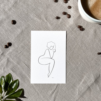 Kaffee oder Tee? Nr. 8-JUDITH CLARA-10x15 cm (zartweiß) Papier 300g-one-line-art