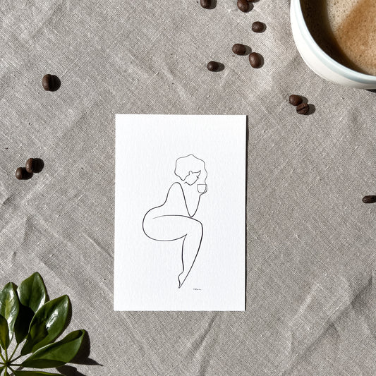 Kaffee oder Tee? Nr. 8-JUDITH CLARA-10x15 cm (zartweiß) Papier 300g-one-line-art