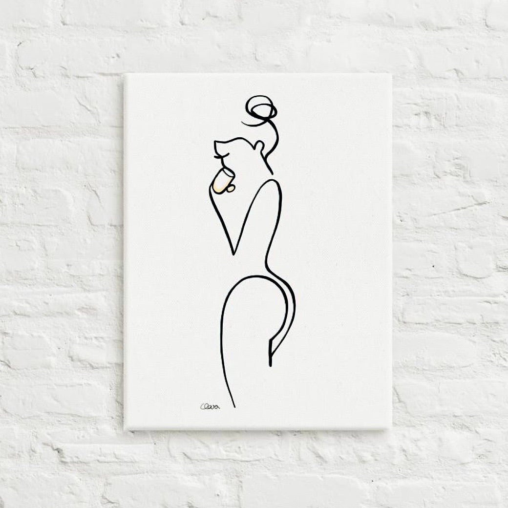 Special Nr. 9 "Café"-Leinwand-JUDITH CLARA-30x40 cm (zartweiß) Papier 300g-one-line-art