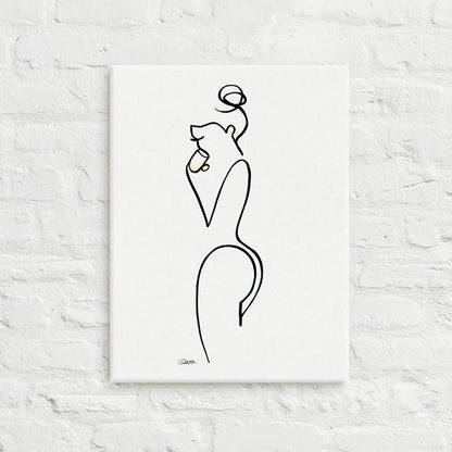 Special Nr. 9 "Café"-Leinwand-JUDITH CLARA-30x40 cm (zartweiß) Papier 300g-one-line-art