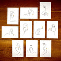 Frauen am Weinen 10er Set Gold-Set-JUDITH CLARA-10x15 cm Papier 300g (zartweiß)-one-line-art