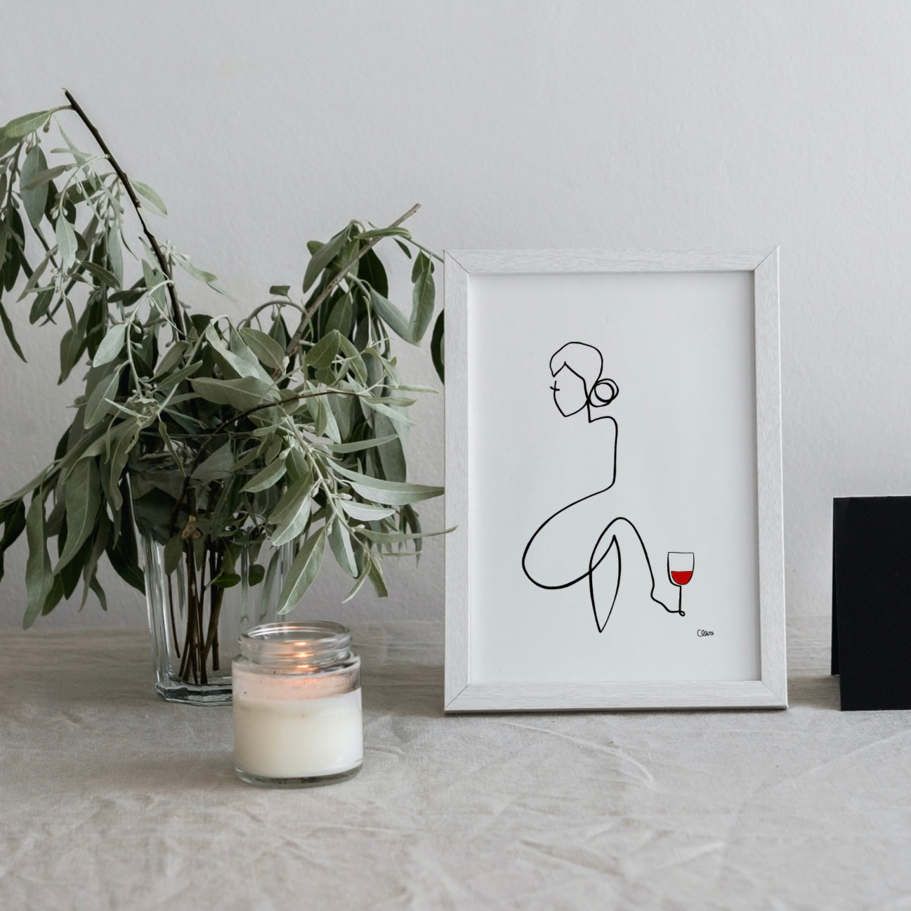 Frauen am Weinen Nr. 3-Kunst-JUDITH CLARA-30x40 cm (zartweiß) Papier 300g-one-line-art
