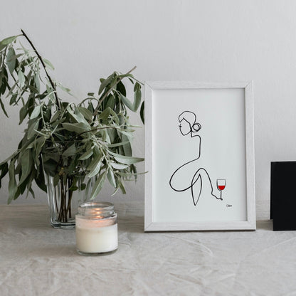 Frauen am Weinen Nr. 3-Kunst-JUDITH CLARA-30x40 cm (zartweiß) Papier 300g-one-line-art