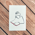 Frauen und Bücher Nr. 3-Kunstdruck-JUDITH CLARA-10x15 cm *Limited* (creme weiß) Papier 300g-one-line-art