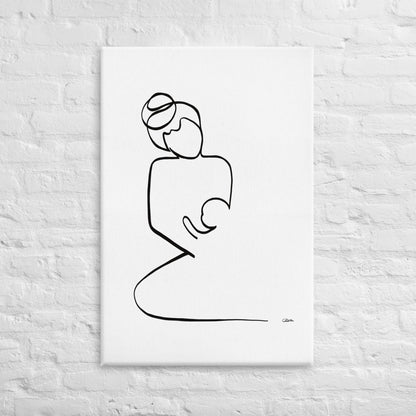 Mutter und Kind Nr. 2-Leinwand-JUDITH CLARA-30x40 cm (zartweiß) Papier 300g-one-line-art