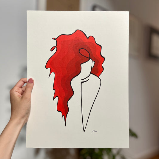 Redhead *Limited Edition* (creme weiß Papier)-Kunstdruck-JUDITH CLARA-2-one-line-art