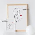 Ein Buch, ein Wein so gehts mir fein...-Set-JUDITH CLARA-30x40 cm Papier-one-line-art