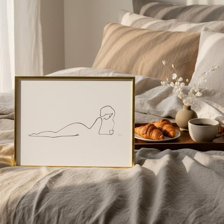 Kaffee oder Tee? Nr. 1-JUDITH CLARA-40x30 cm (zartweiß) Papier 300g-one-line-art